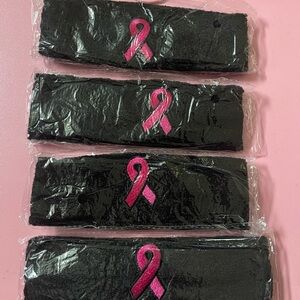 Black Headband with Pink Ribbon
